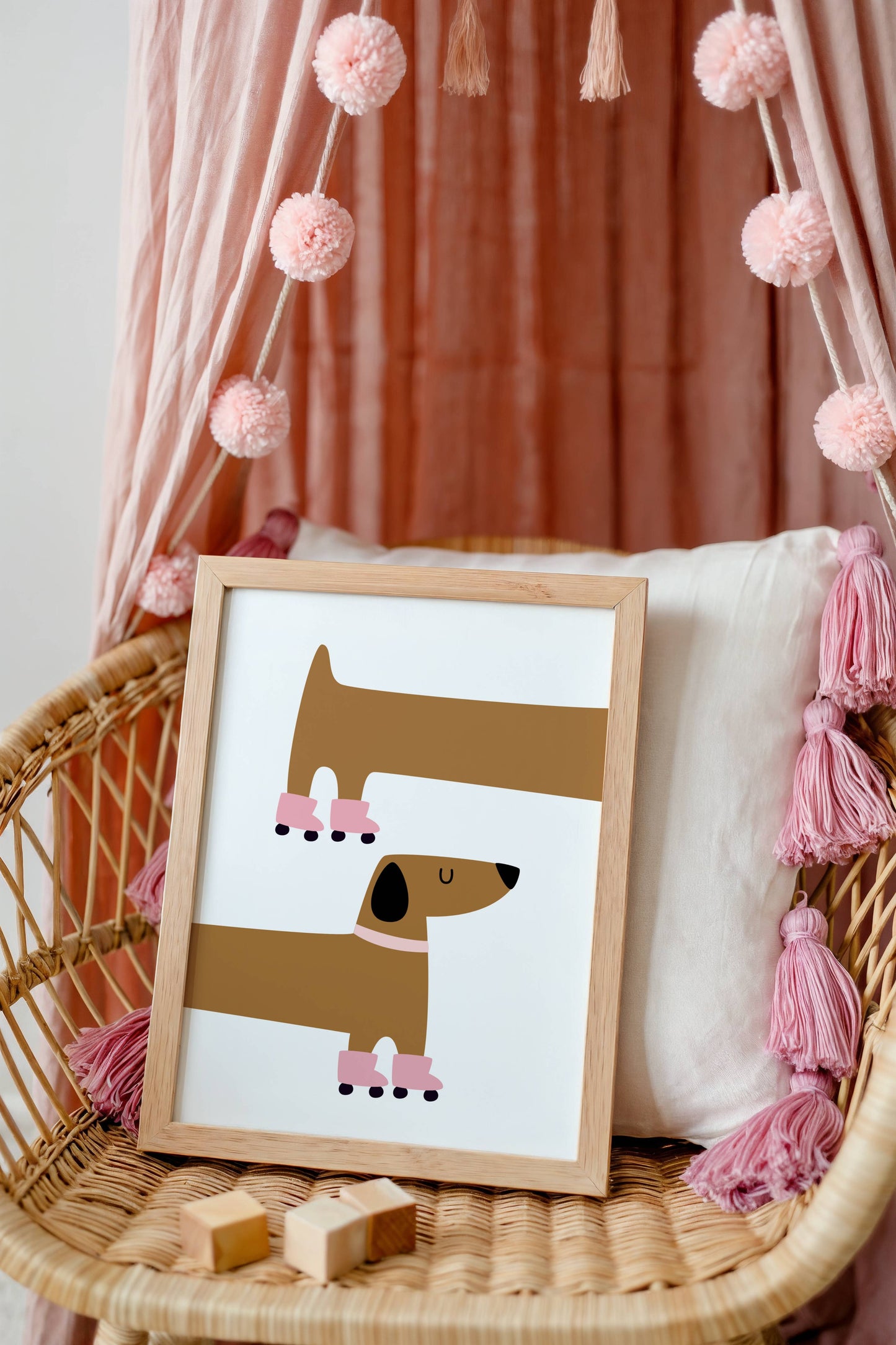 Dachshund - Pink Skates | Art print