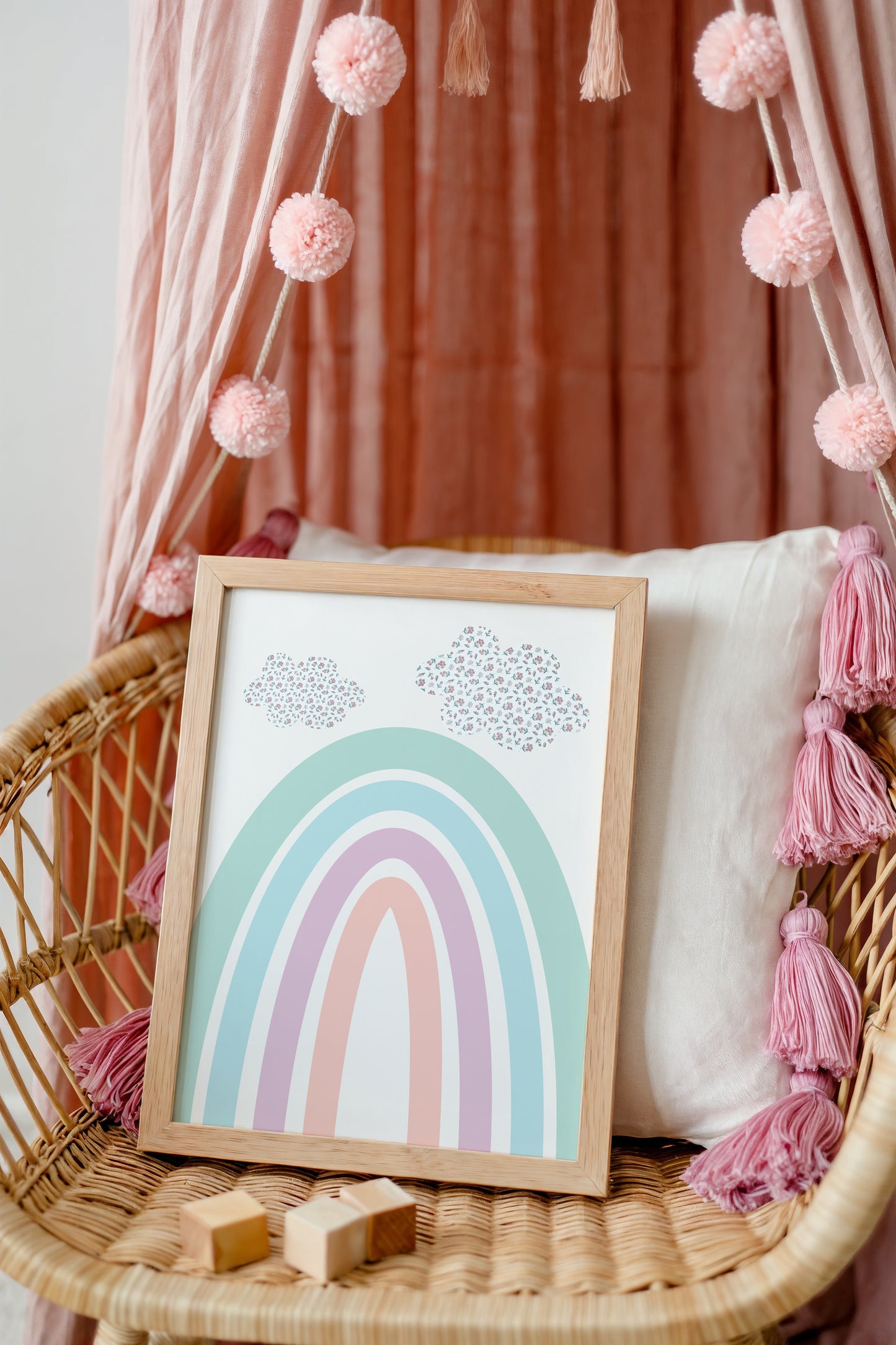 Rainbow - Floral Clouds | Art Print