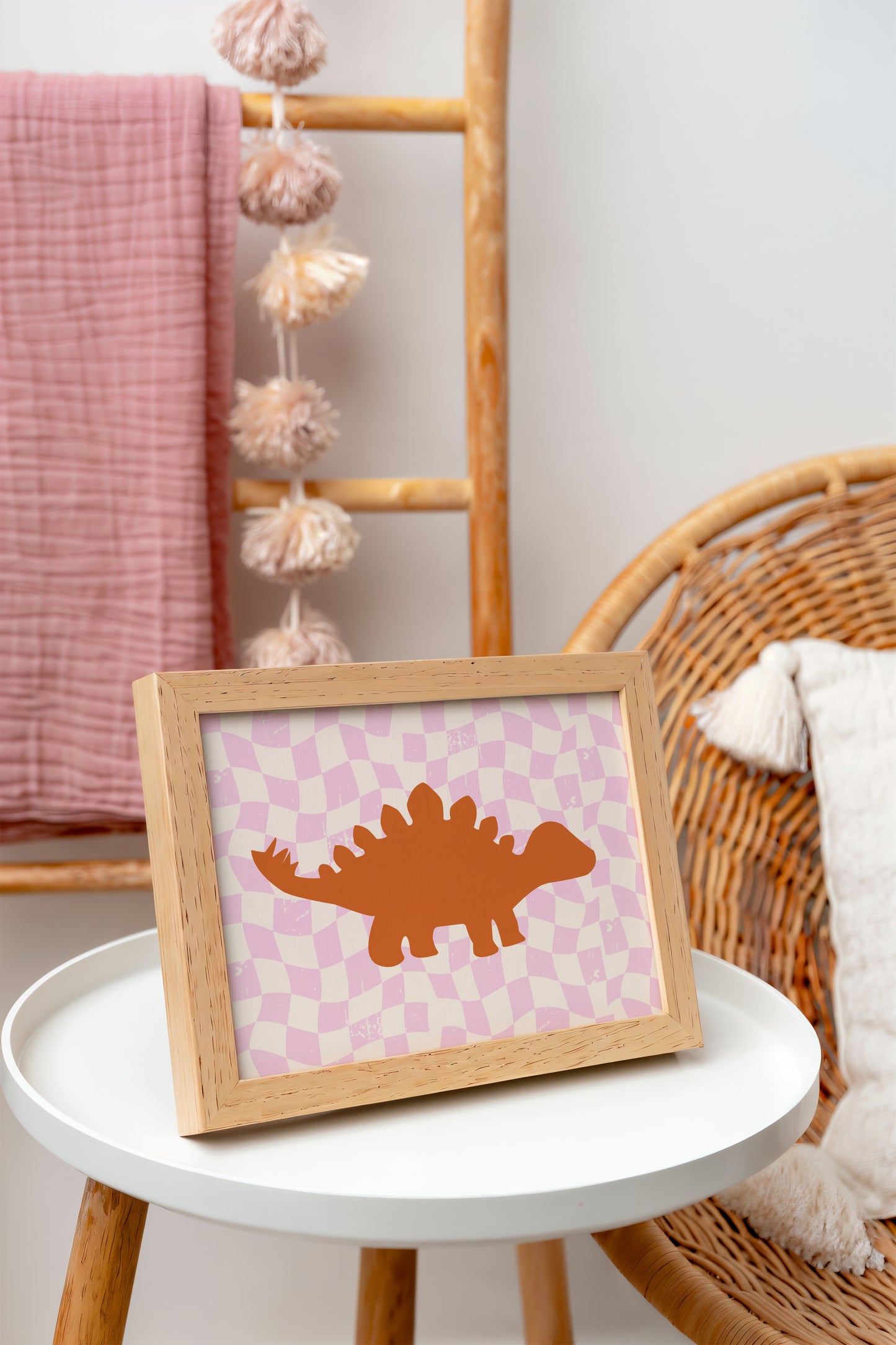 Stegosaurus Art Print – Retro Dinosaur Wall Decor for Nursery or Playroom