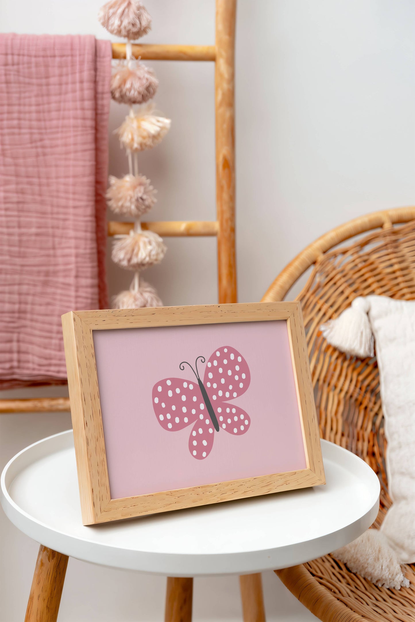 Polka Dot Butterfly - Pink | Art Print