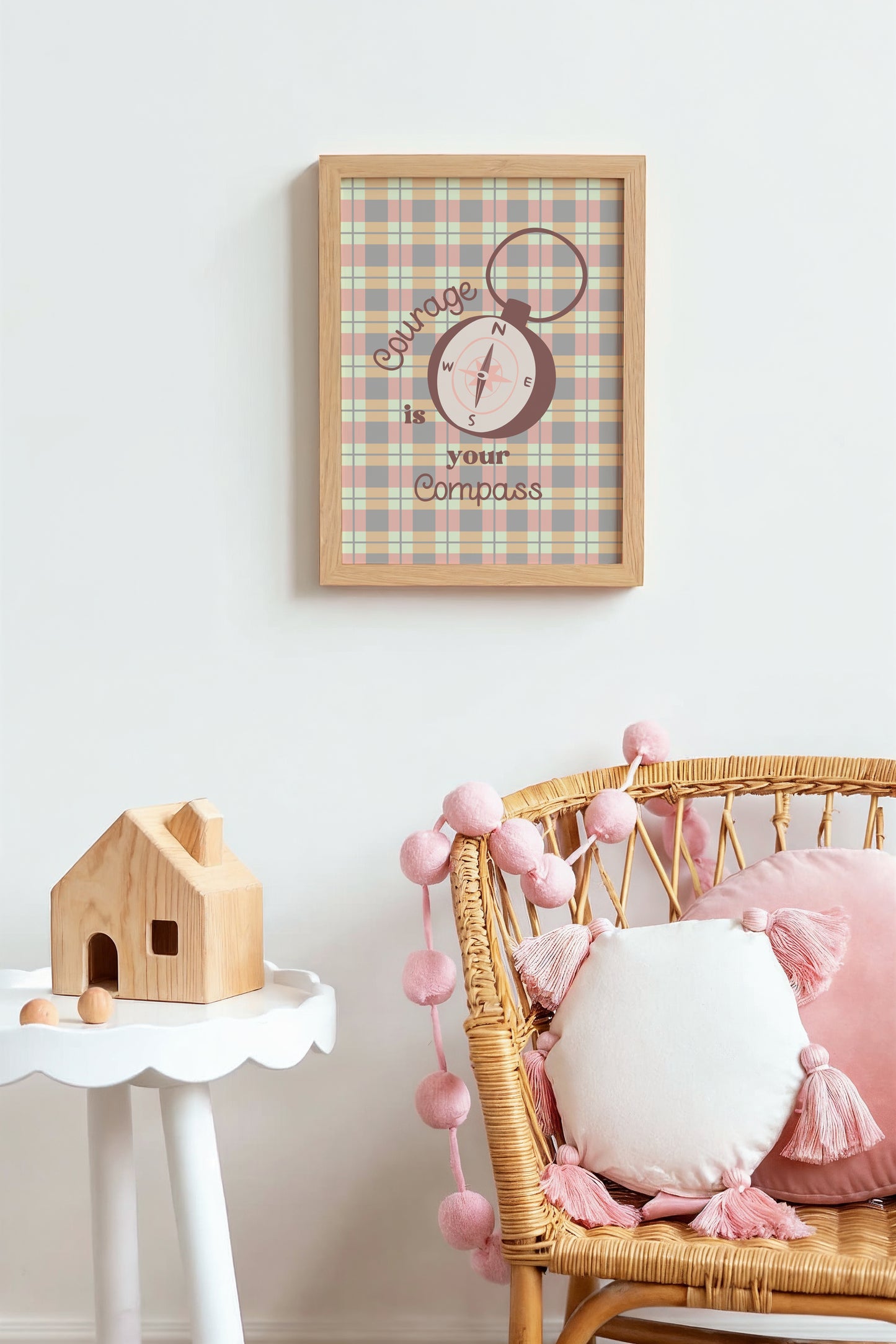 Courage Is Your Compass Art Print – Inspirational Wall Decor for Kids Room or Classroom