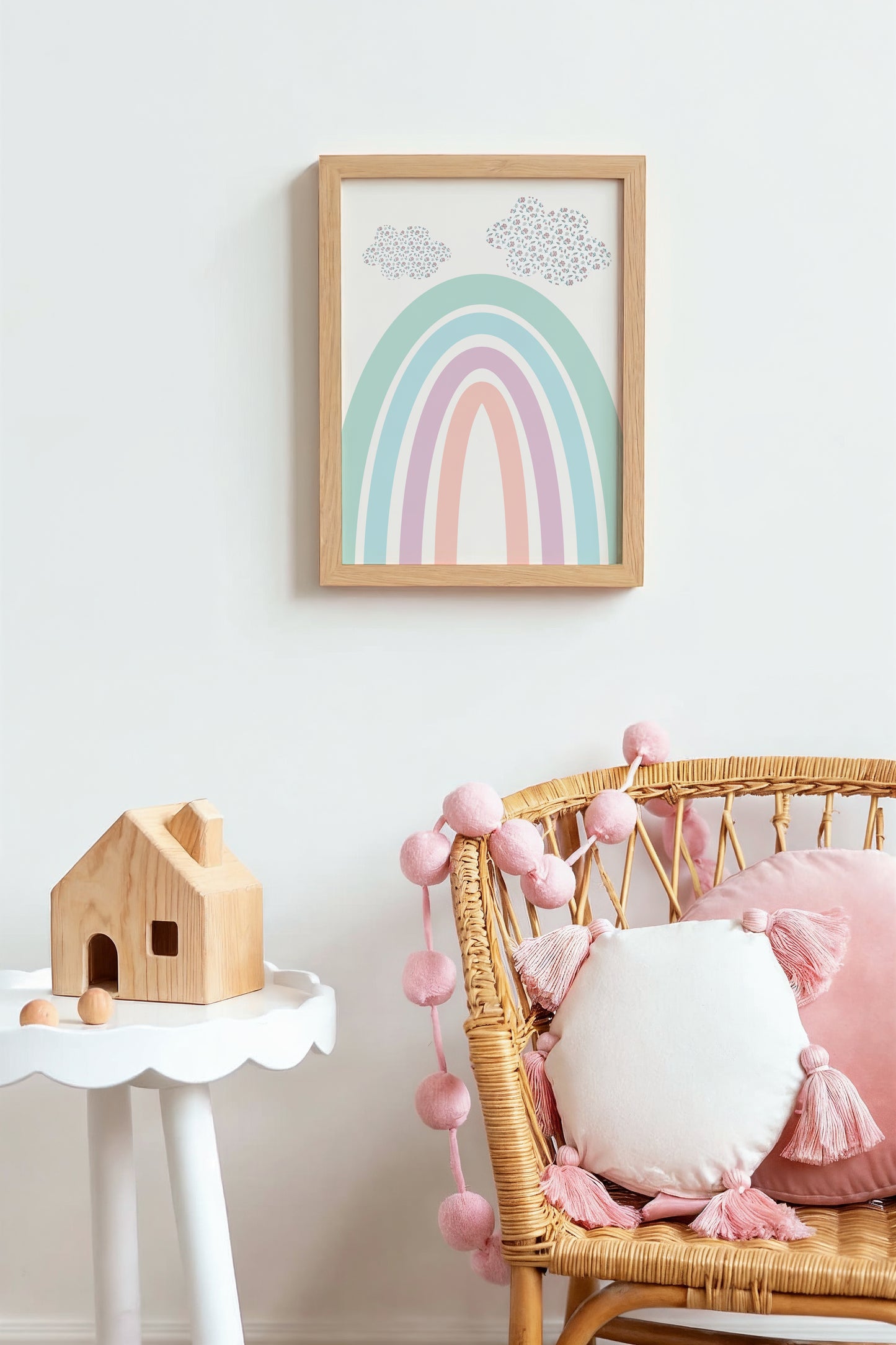Rainbow - Floral Clouds | Art Print