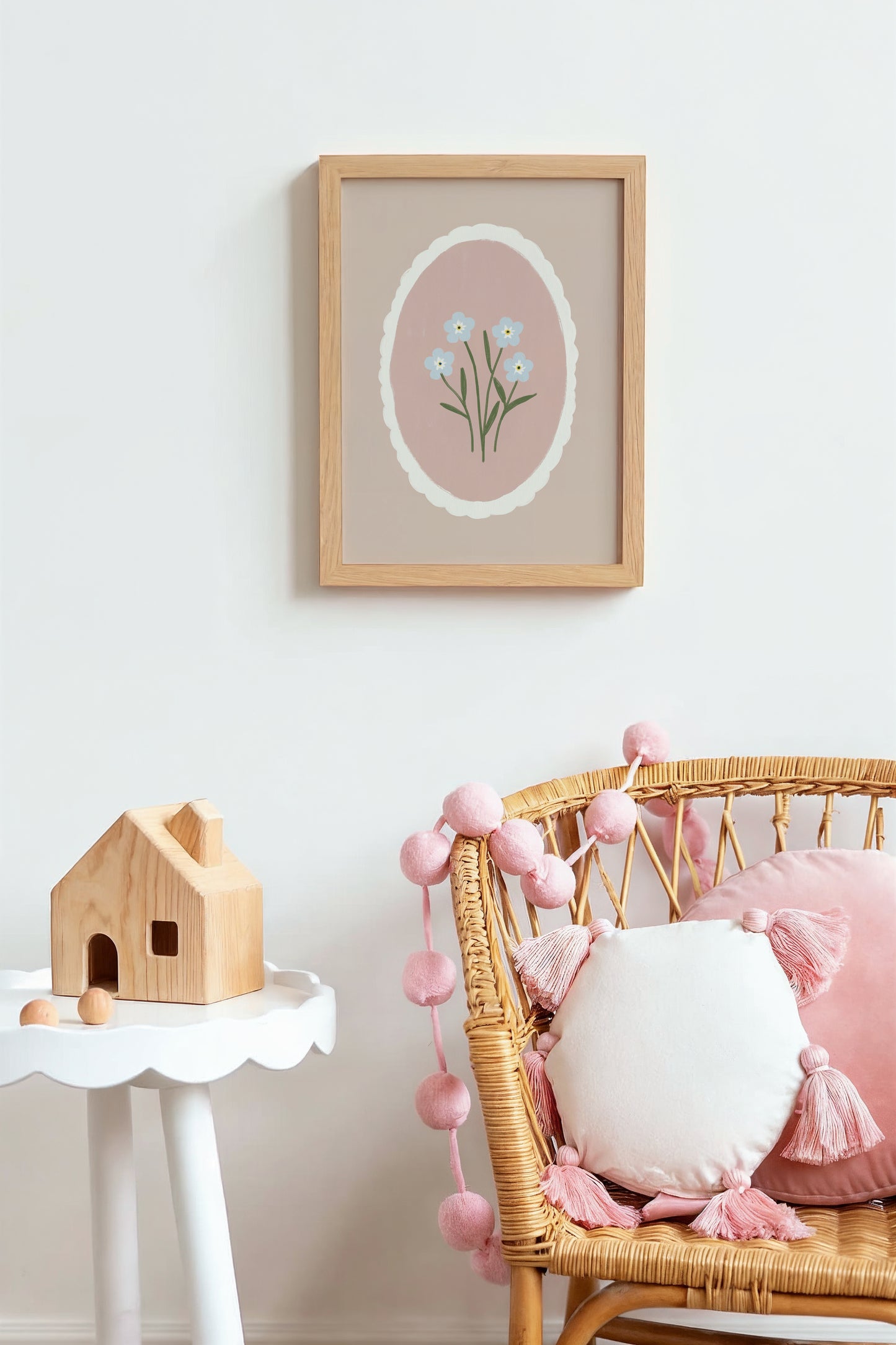 Forget Me Not Flower Art Print – Delicate Botanical Wall Decor for Nursery or Girls Room