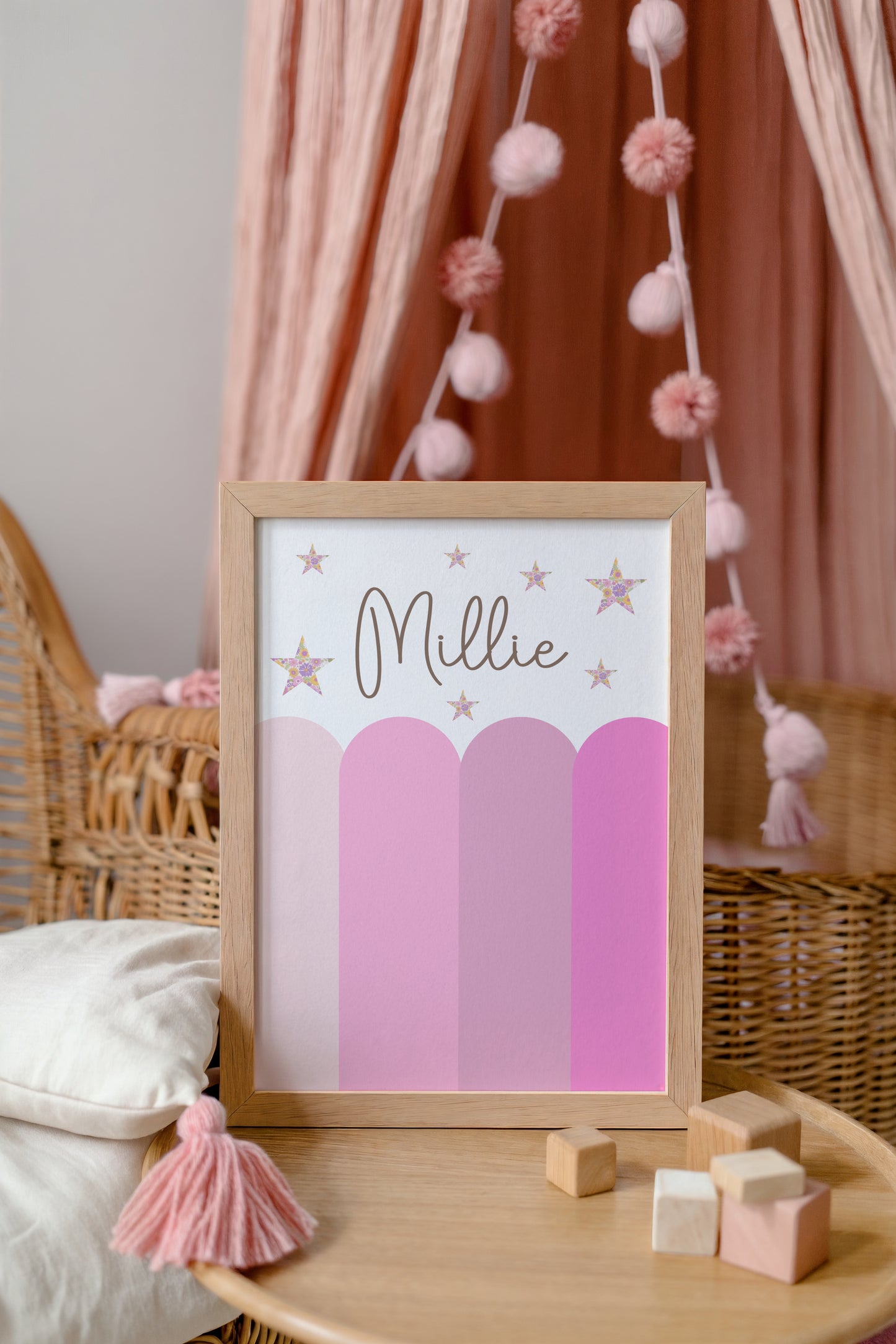 Pink Scallop Custom Name | Art Print