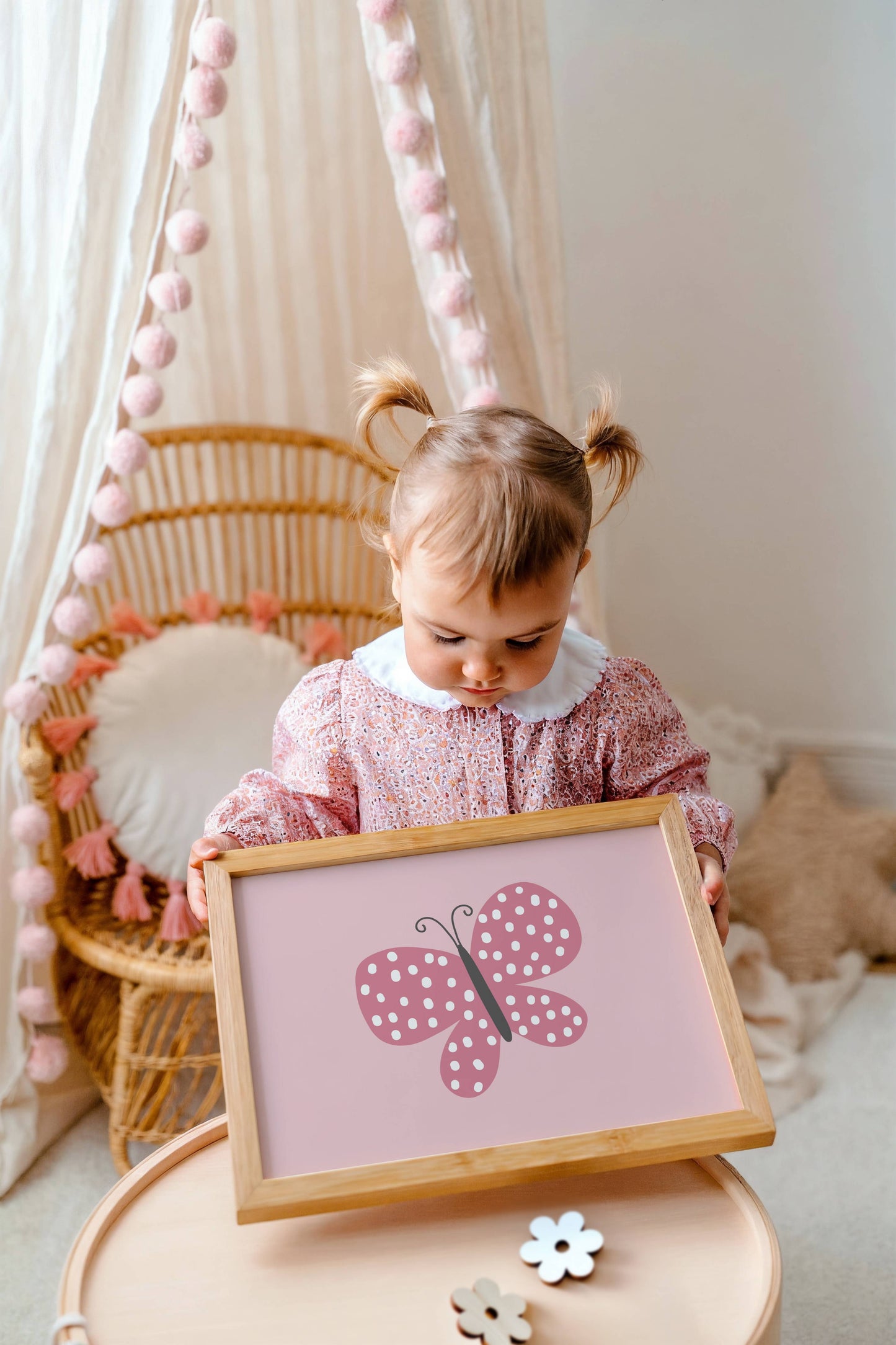 Polka Dot Butterfly - Pink | Art Print