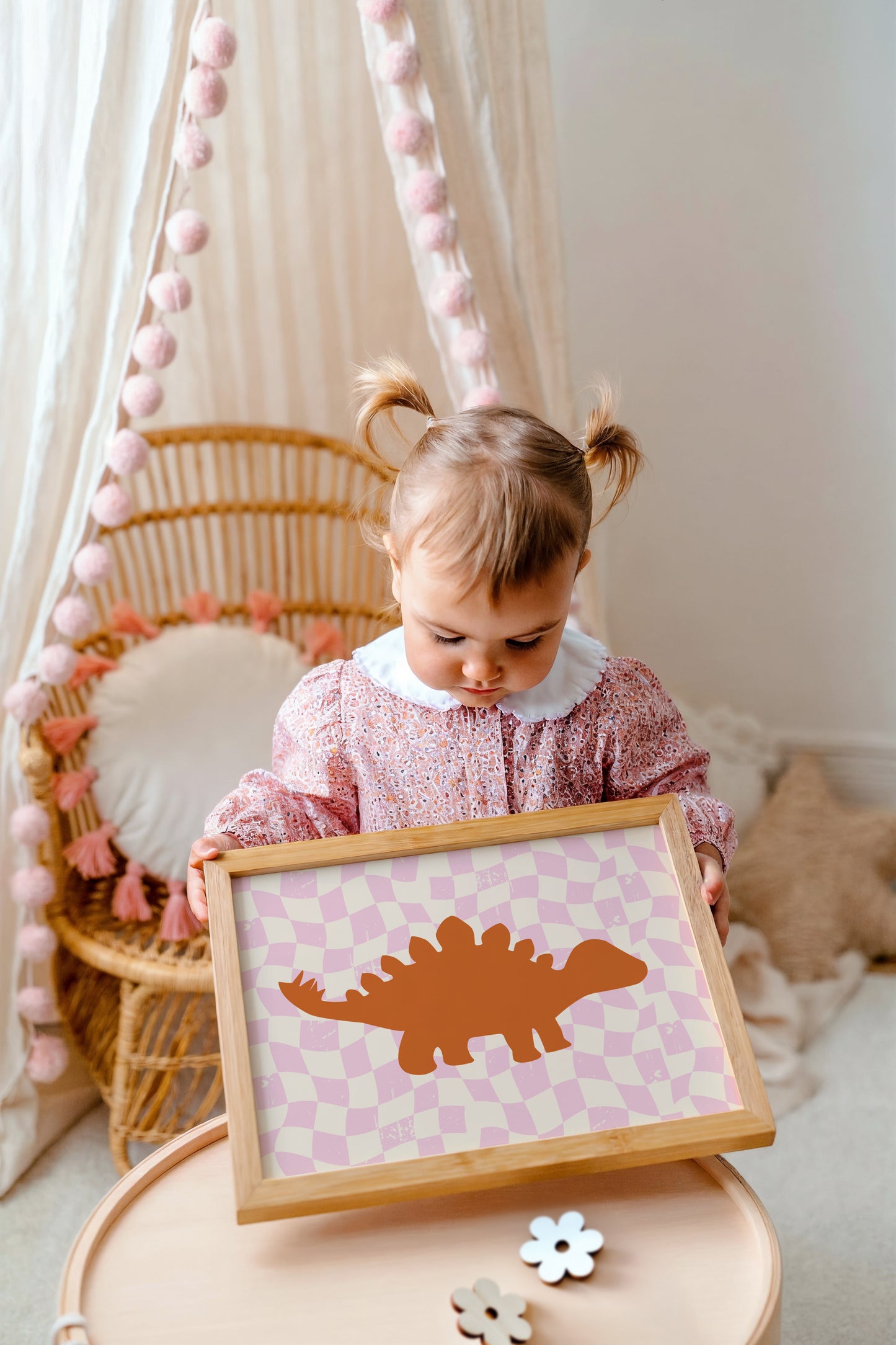 Stegosaurus Art Print – Retro Dinosaur Wall Decor for Nursery or Playroom