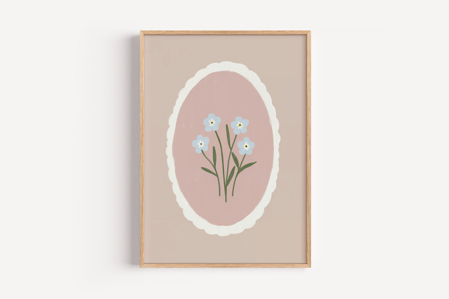 Forget Me Not Flower Art Print – Delicate Botanical Wall Decor for Nursery or Girls Room