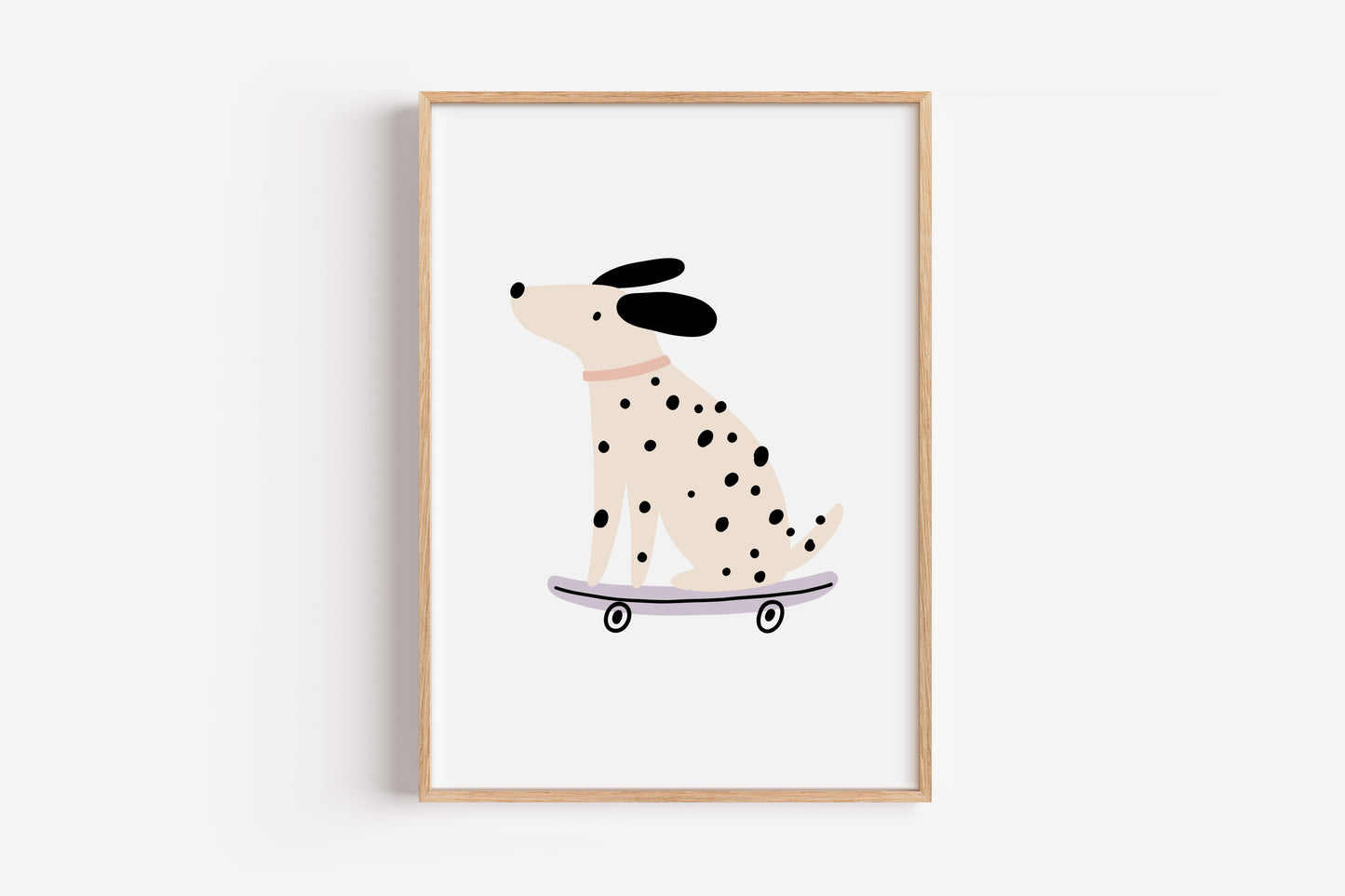 Skateboarding Dog Wall Art – Trendy Kids Room Print, Dalmatian Nursery Decor
