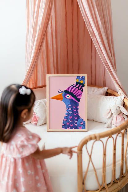 Colorful Bird Art Print for Kids – Bold and Playful Wall Decor for Nursery or Playroom