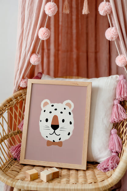 Spotted Leopard Wall Art – Cute Animal Print for Girls Room or Toddler Nursery