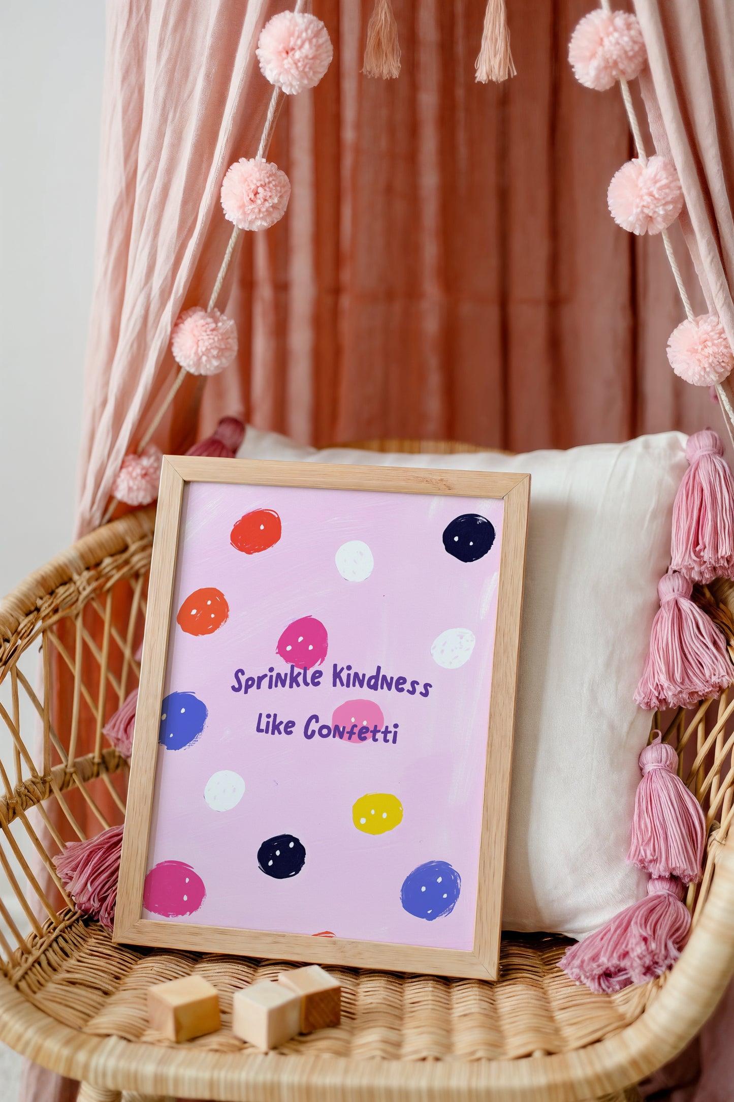 Sprinkle Kindness Like Confetti Art Print – Colorful Wall Decor for Girls' Rooms