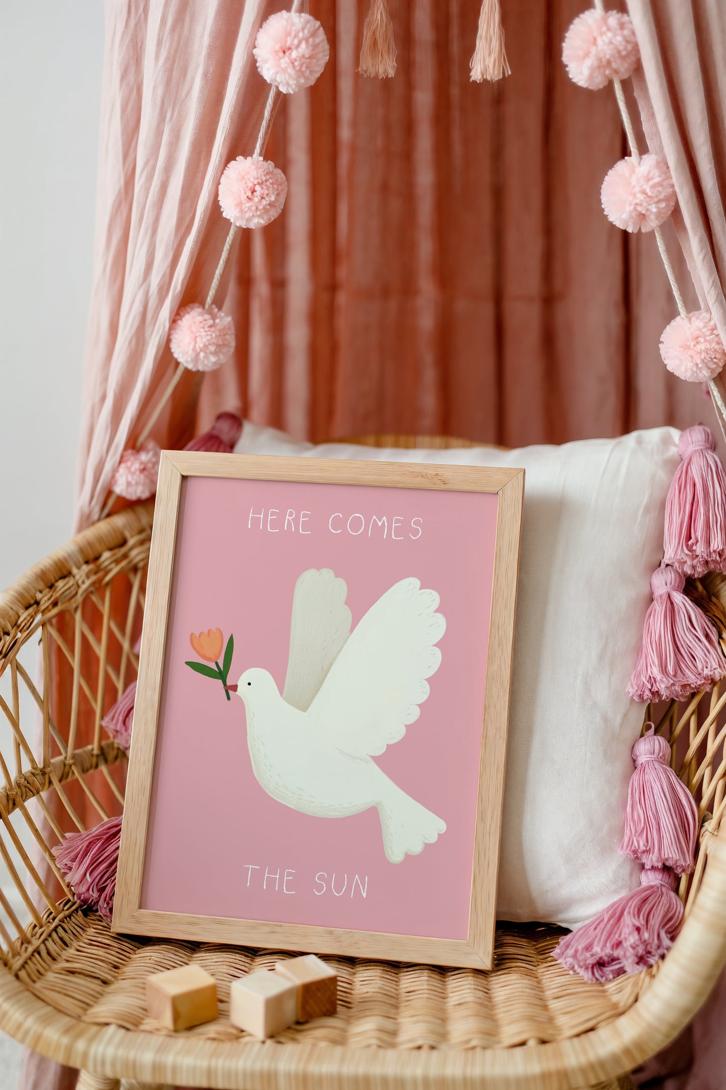 Here Comes the Sun Dove Art Print – Peaceful Wall Decor for Nursery or Girls Room