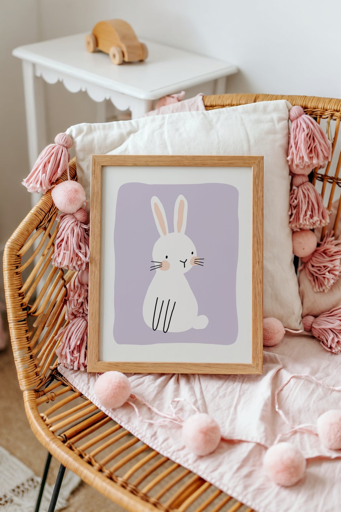 Lilac Bunny Art Print – Cute Rabbit Wall Decor for Nursery or Kids Room
