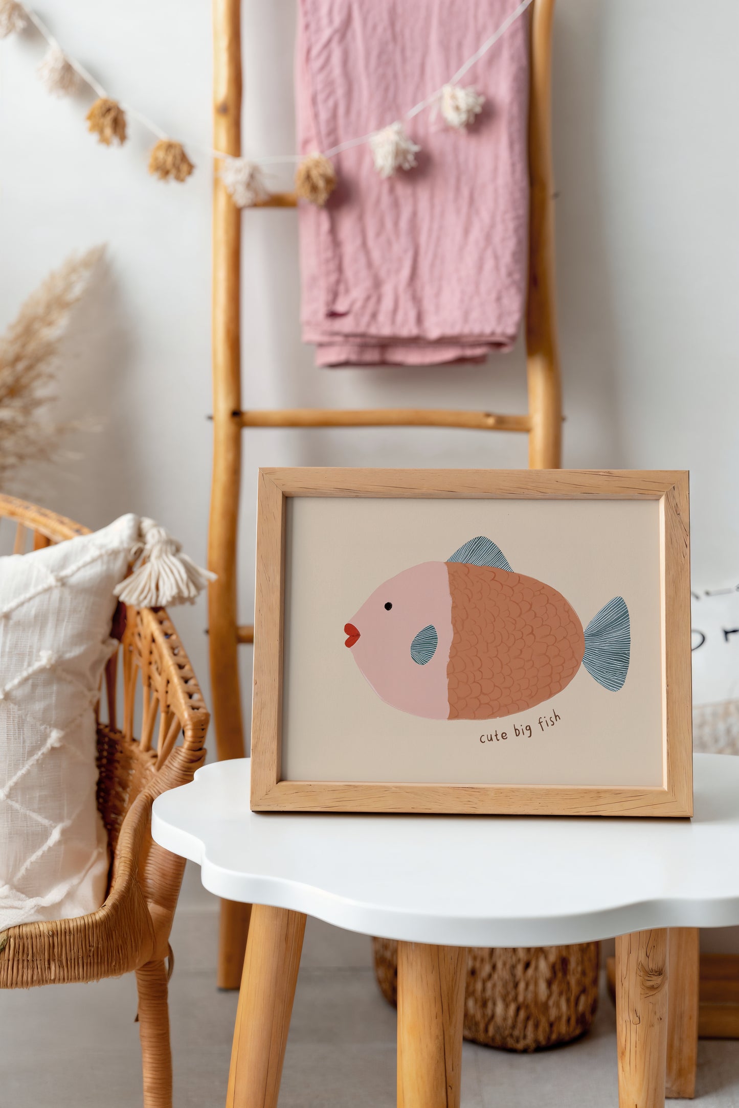 Cute Big Fish Wall Art – Whimsical Ocean Nursery Print for Kids' Rooms