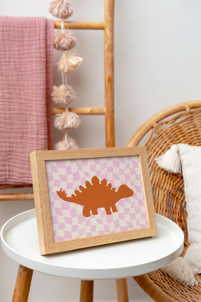 Stegosaurus Art Print – Retro Dinosaur Wall Decor for Nursery or Playroom