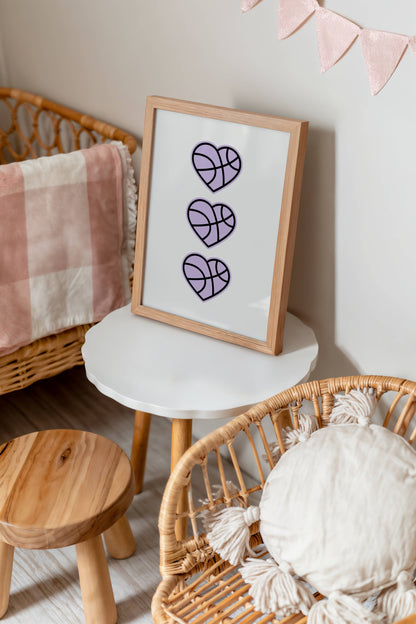 Purple Basketball Heart | Art Print