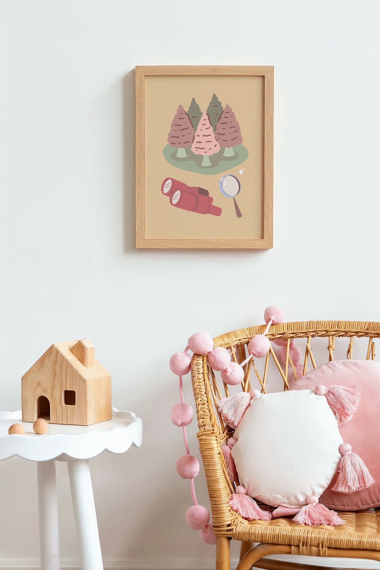 Adventure Wall Art for Kids – Explorer-Themed Print with Binoculars and Tree