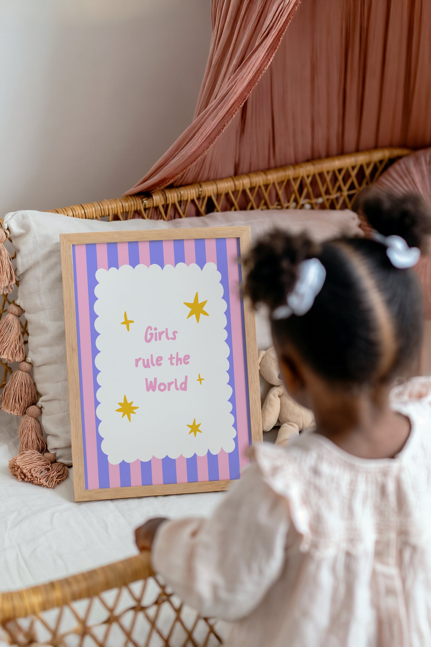 Girls Rule the World Art Print – Bold & Whimsical Wall Decor for Girls' Rooms