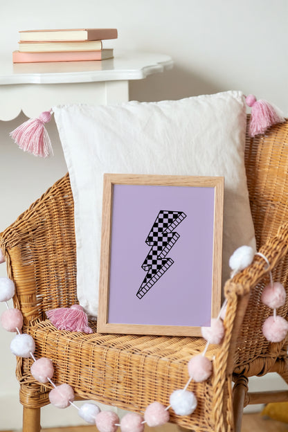 Checkered Lightning Bolt | Art Print