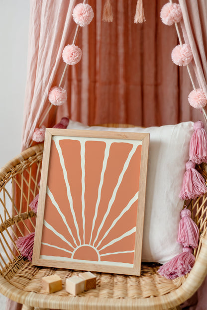 Sunrise Wall Art – Bold Boho Print for Nursery, Playroom or Modern Home Decor
