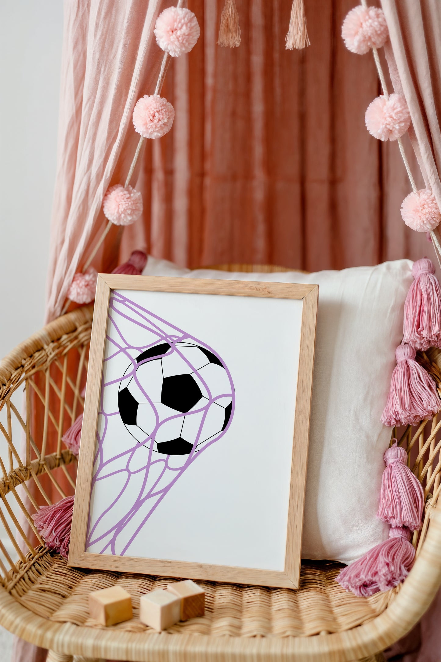 Soccer Goal Wall Art – Minimalist Sporty Print for Girls’ Room Decor