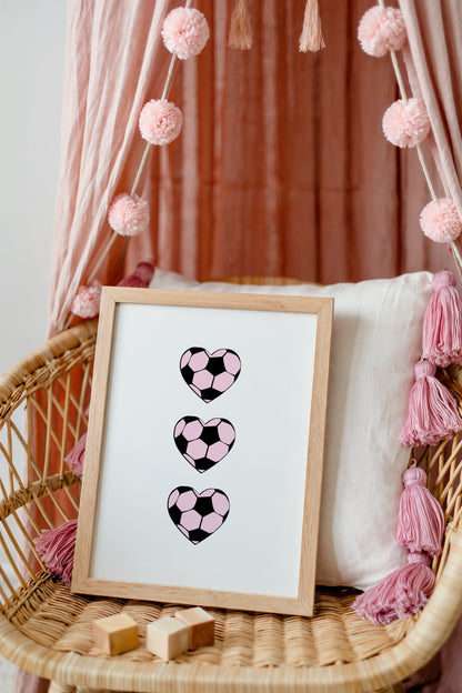 Pink Soccer Heart Print – Sporty Wall Art for Girls' Rooms (Copy)