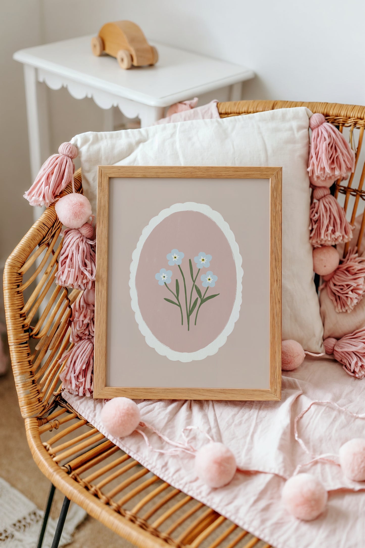 Forget Me Not Flower Art Print – Delicate Botanical Wall Decor for Nursery or Girls Room