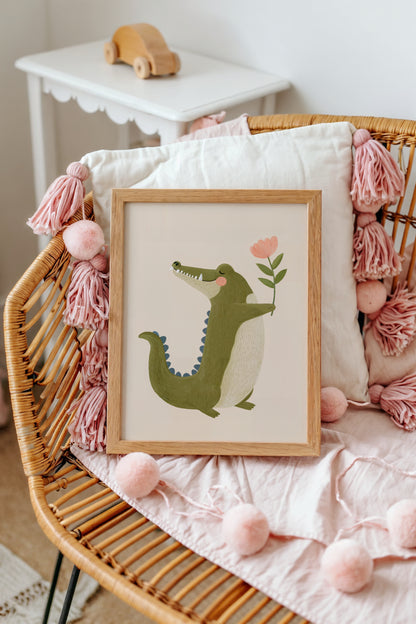 Crocodile Art Print for Kids – Whimsical Animal Wall Decor for Nursery or Playroom