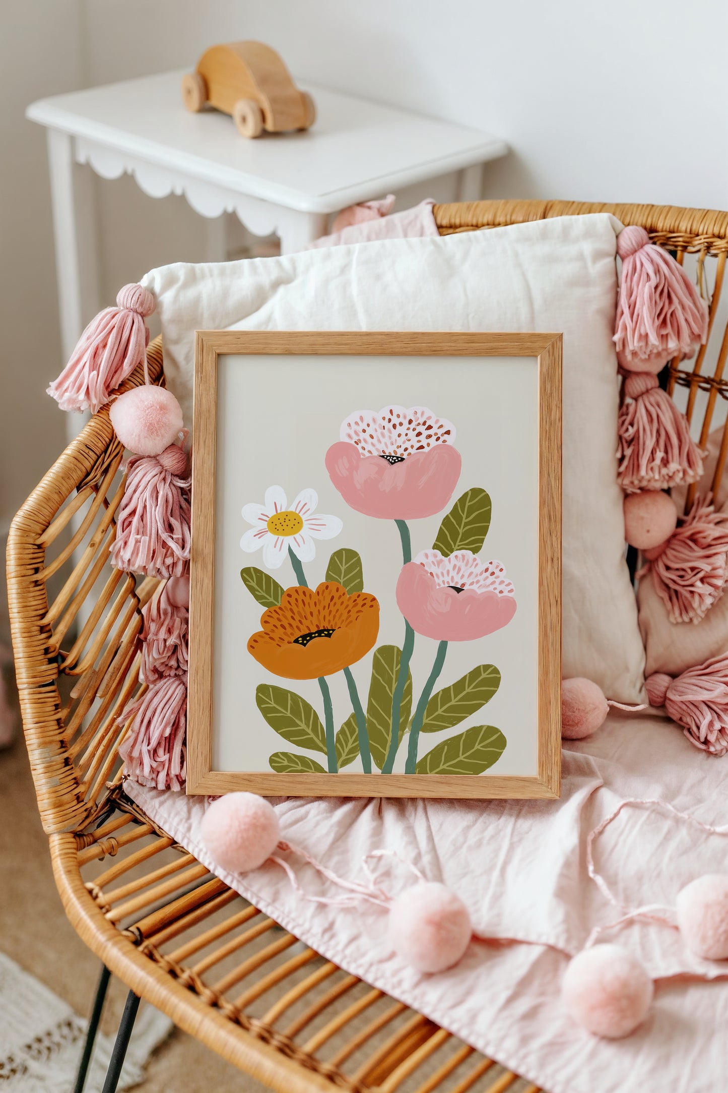 Modern Floral Art Print – Boho Flowers for Kids’ Rooms