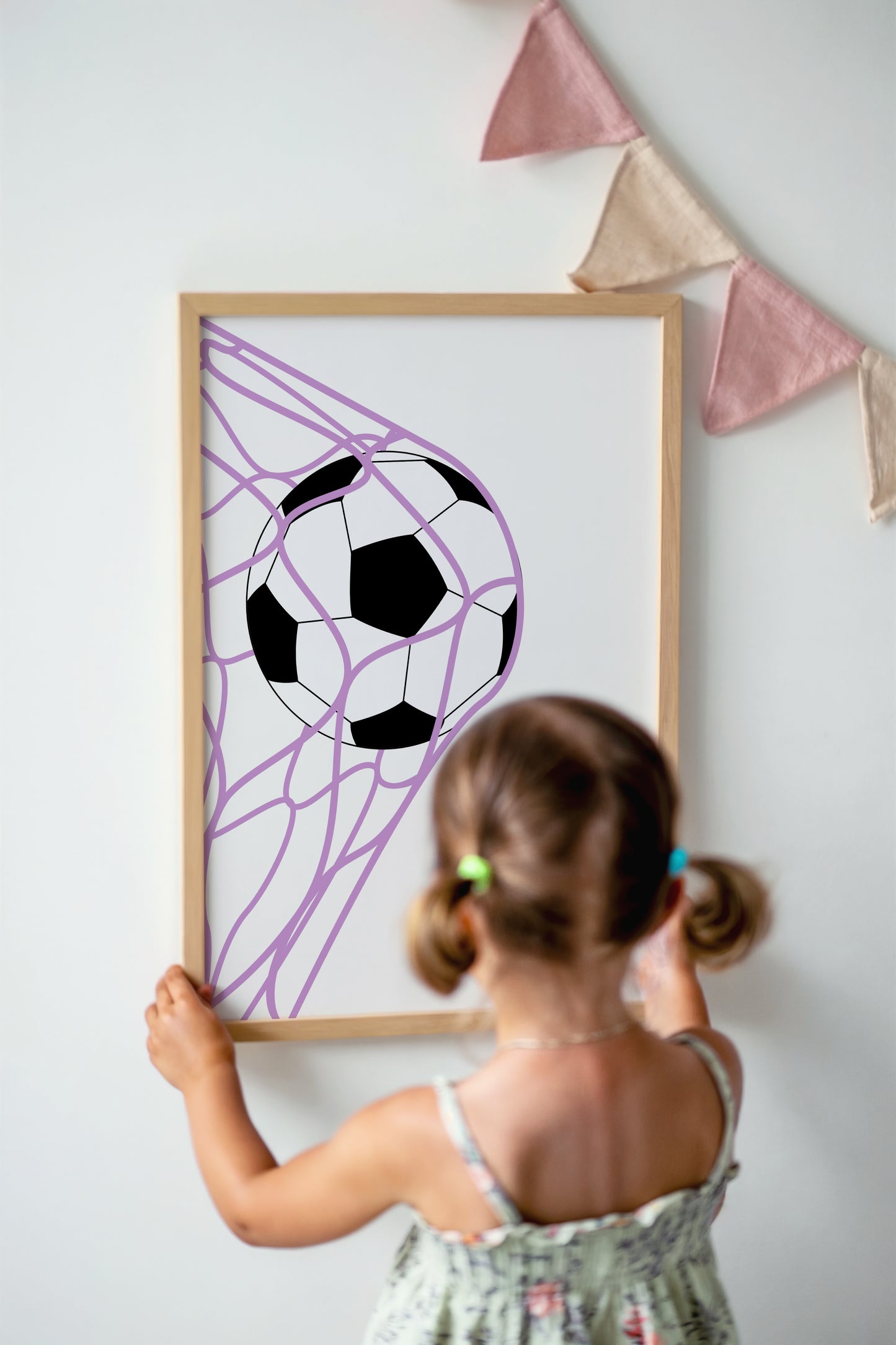 Soccer Goal Wall Art – Minimalist Sporty Print for Girls’ Room Decor