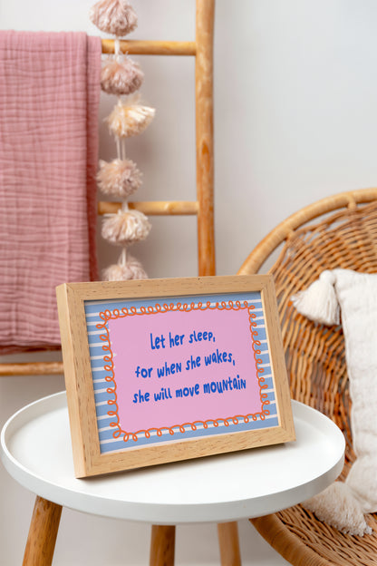 Let Her Sleep Quote Print – Empowering Pastel Wall Art for Girls' Rooms