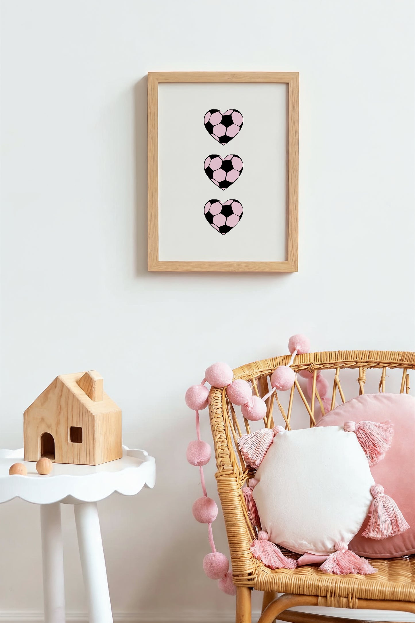 Pink Soccer Heart Print – Sporty Wall Art for Girls' Rooms (Copy)