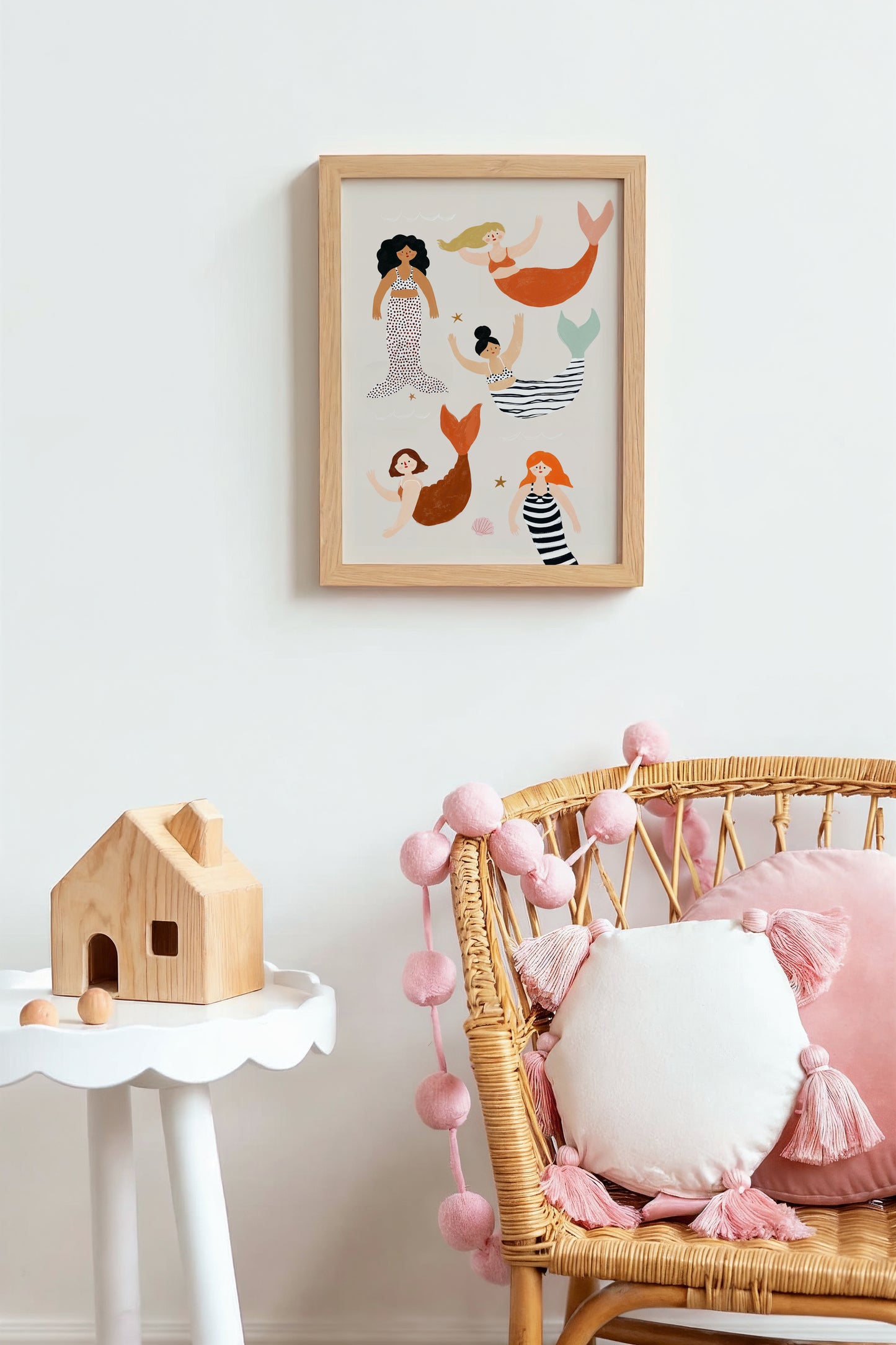 Whimsical Mermaids Wall Art – Diverse Ocean Friends Print for Girls’ Rooms & Nurseries