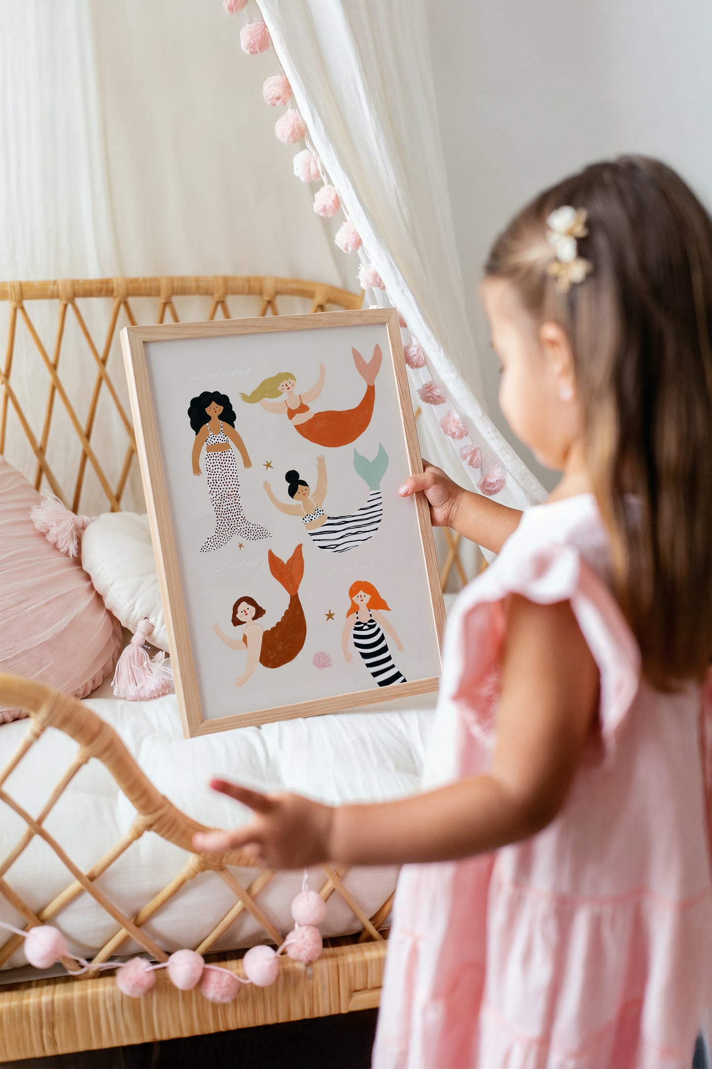 Whimsical Mermaids Wall Art – Diverse Ocean Friends Print for Girls’ Rooms & Nurseries
