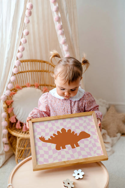 Stegosaurus Art Print – Retro Dinosaur Wall Decor for Nursery or Playroom