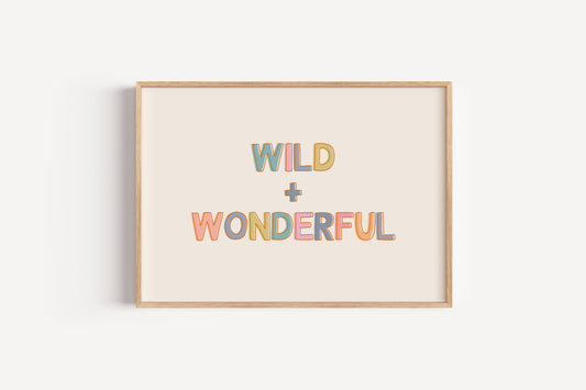 Wild and Wonderful Typography Art Print – Colorful Wall Decor for Kids Room or Playroom