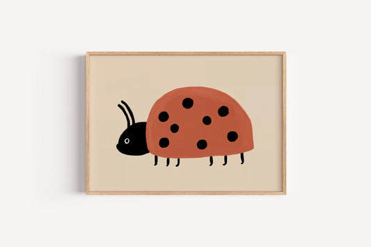Ladybug Art Print – Minimalist Insect Wall Decor for Nursery or Kids Room