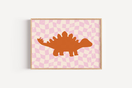 Stegosaurus Art Print – Retro Dinosaur Wall Decor for Nursery or Playroom