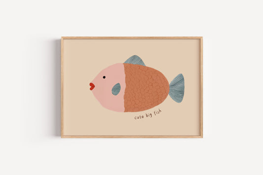 Cute Big Fish Wall Art – Whimsical Ocean Nursery Print for Kids' Rooms
