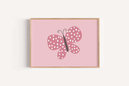 Polka Dot Butterfly - Pink | Art Print