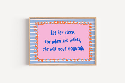 Let Her Sleep Quote Print – Empowering Pastel Wall Art for Girls' Rooms