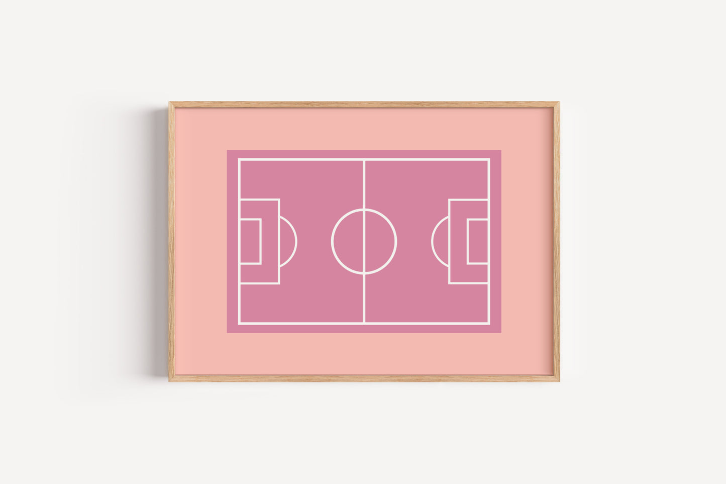 Pink Soccer Field Art Print – Sporty Wall Decor for Girls' Rooms