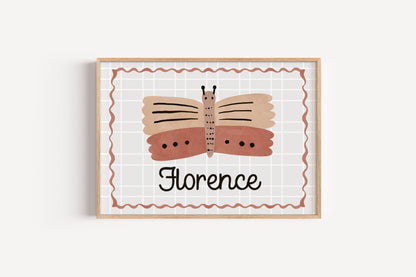 Custom Butterfly Name Print – Personalized Wall Art for Girls Room or Nursery