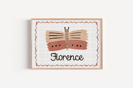 Custom Butterfly Name Print – Personalized Wall Art for Girls Room or Nursery