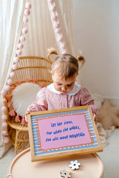 Let Her Sleep Quote Print – Empowering Pastel Wall Art for Girls' Rooms
