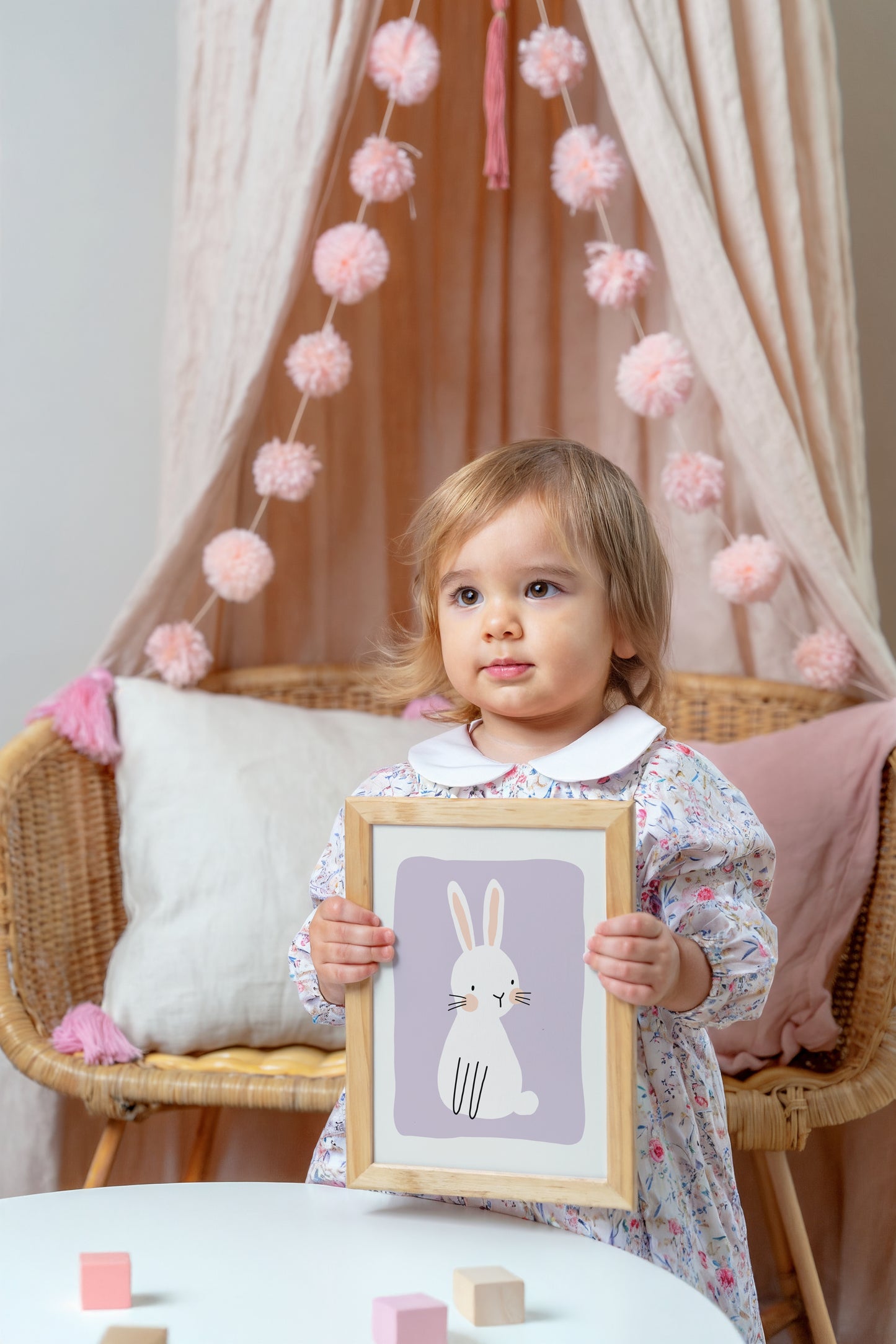 Lilac Bunny Art Print – Cute Rabbit Wall Decor for Nursery or Kids Room