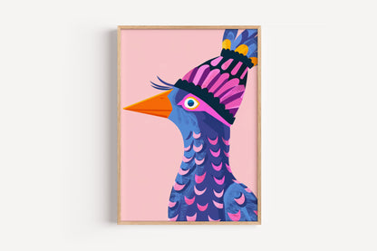 Colorful Bird Art Print for Kids – Bold and Playful Wall Decor for Nursery or Playroom