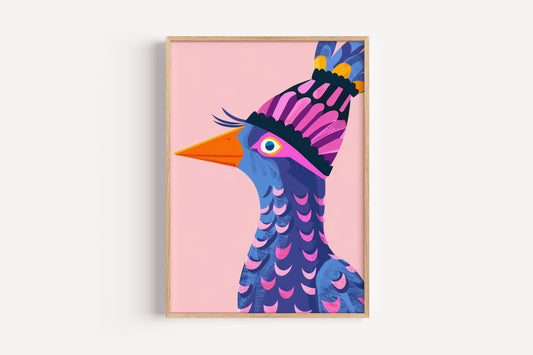 Colorful Bird Art Print for Kids – Bold and Playful Wall Decor for Nursery or Playroom