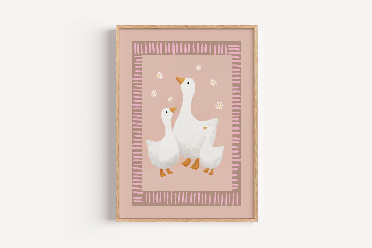 Geese Wall Art – Gentle Farm Animal Print for Girls Nursery or Playroom Decor