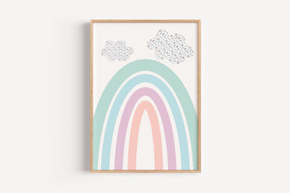 Rainbow - Floral Clouds | Art Print